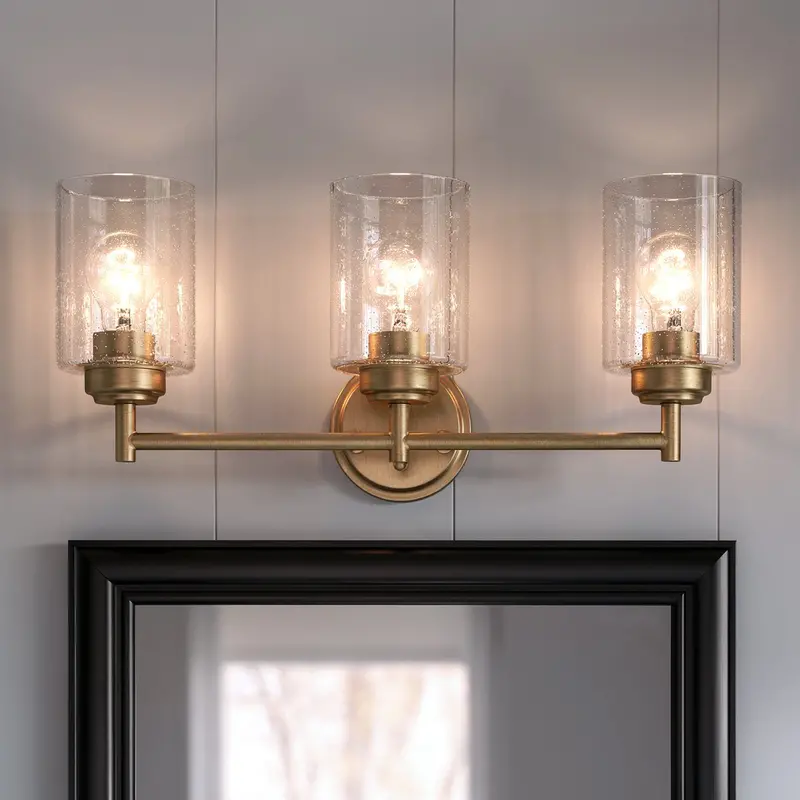 Ravencourt Collection Natural Brass Bath Light – 21.5" Wide Industrial Fixture 1