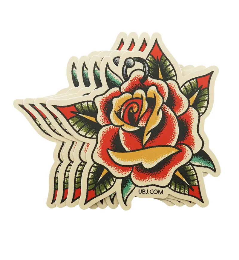 Red Rose Botanical Sticker Collection – 4 Artistic Floral Decals 1