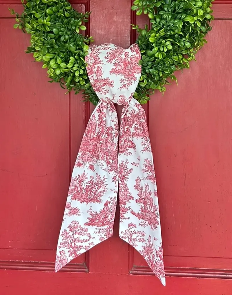 Red Toile-Wreath Embellished Sash 1
