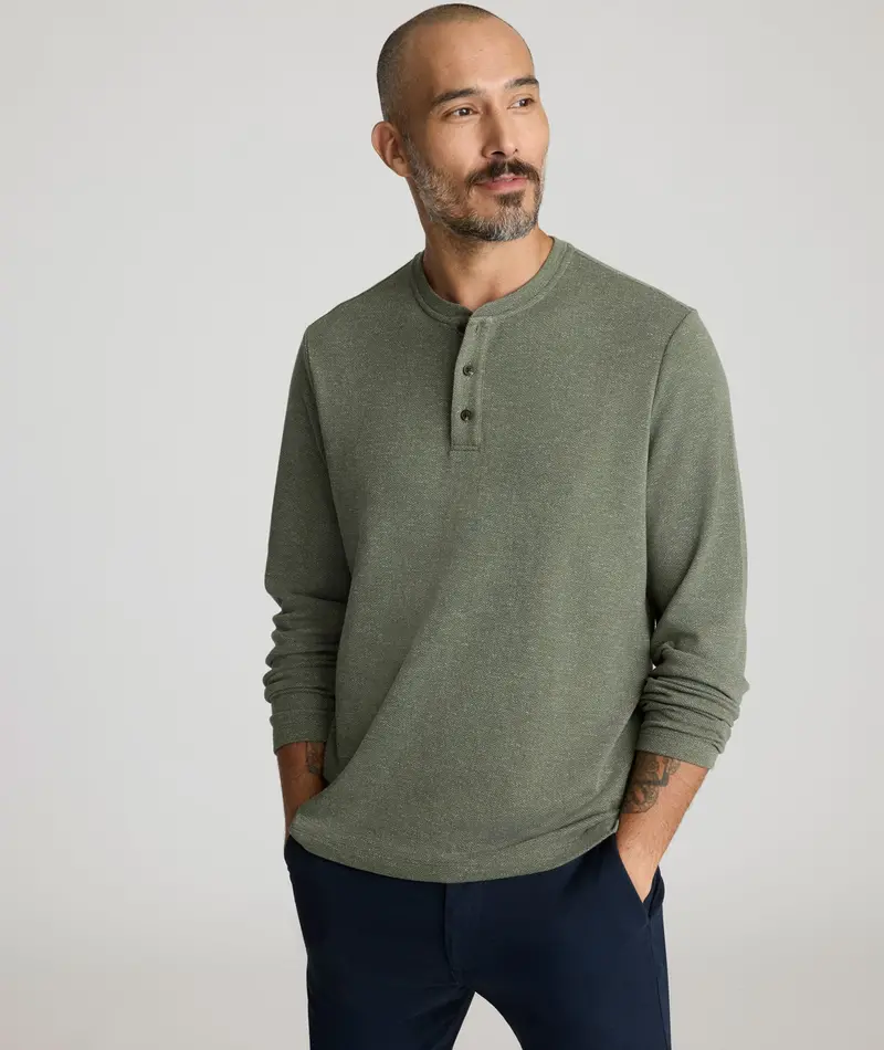 Refined Herringbone Stretch Henley – Final Clearance 1