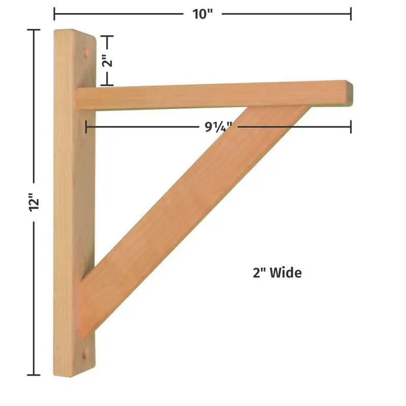 Reinforced Straight 10-Inch Wooden Shelf Bracket 1
