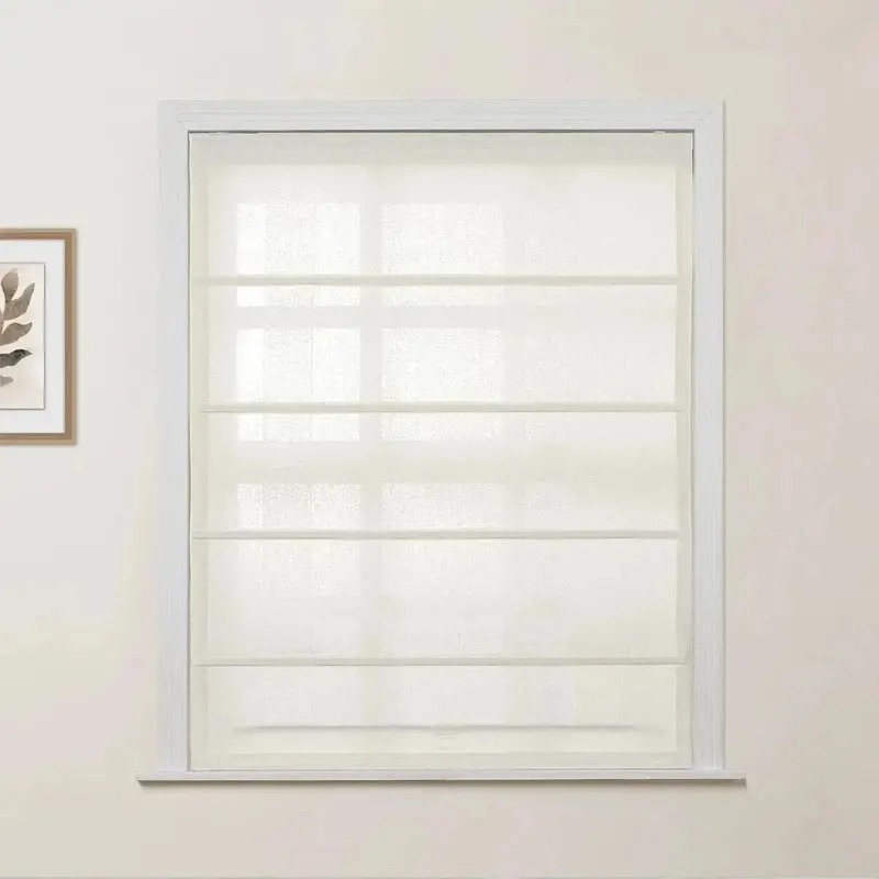 Ron Cordless Herringbone Roman Shade – Linen-Cotton Blend 1