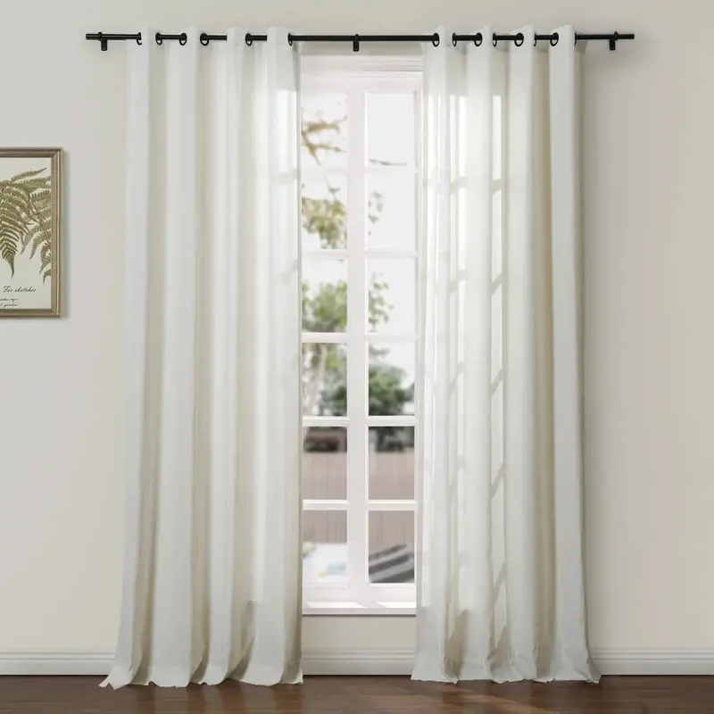 Ron Herringbone Linen-Cotton Grommet Curtains 1