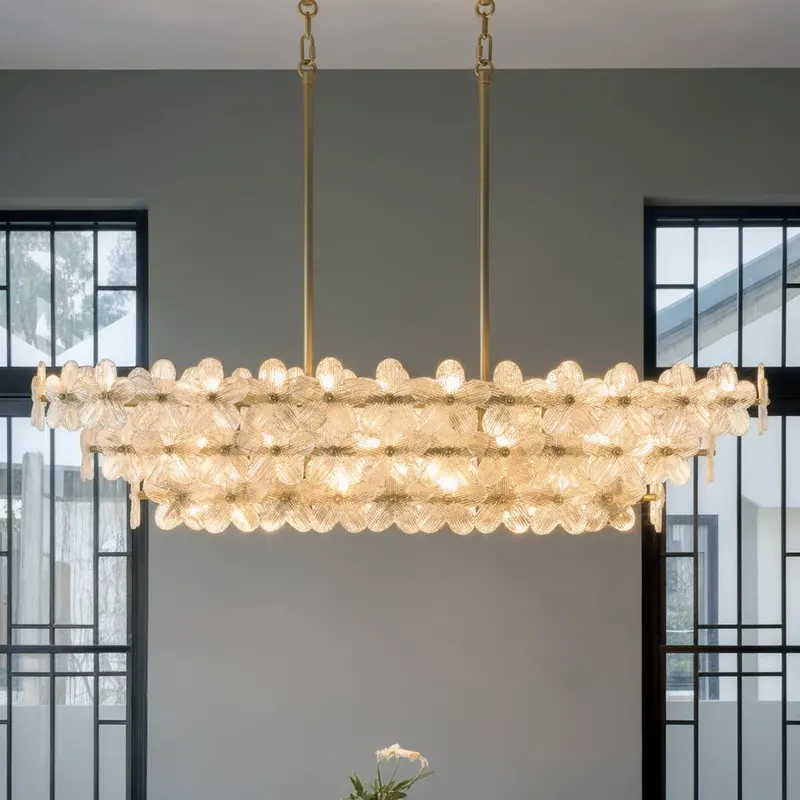 Rookleigh Brushed Gold Chandelier – Sleek Glam Indoor Fixture, 42" Wide X 15.5" Deep 1