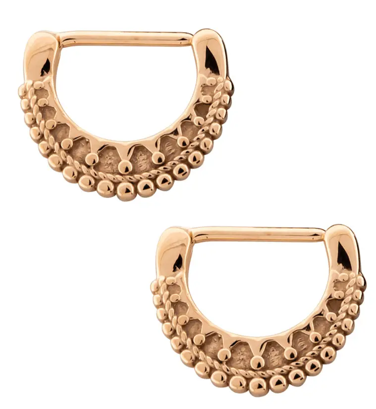 Rose Gold-Pvd Jasper Beaded Nipple Clickers 1