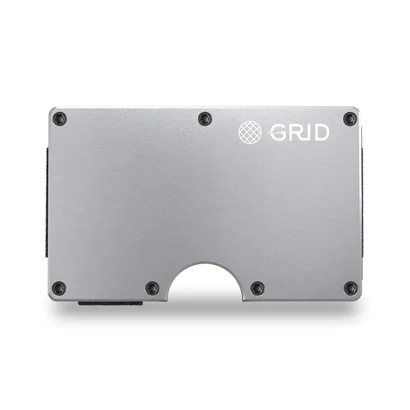Silver Aluminum Grid-Design Minimalist Wallet 1