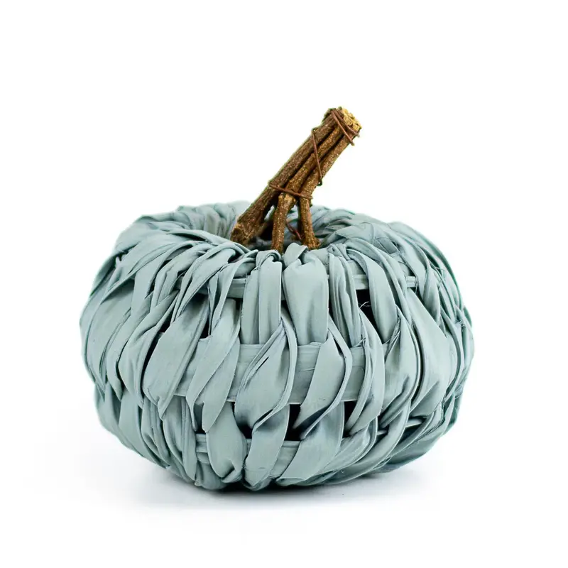 Sky Blue Woven Pumpkin Ornament – 5-Inch Fall Decor 1