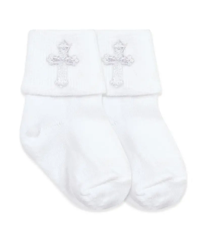 Smooth-Toe Christening Turn-Cuff Baby Socks 1