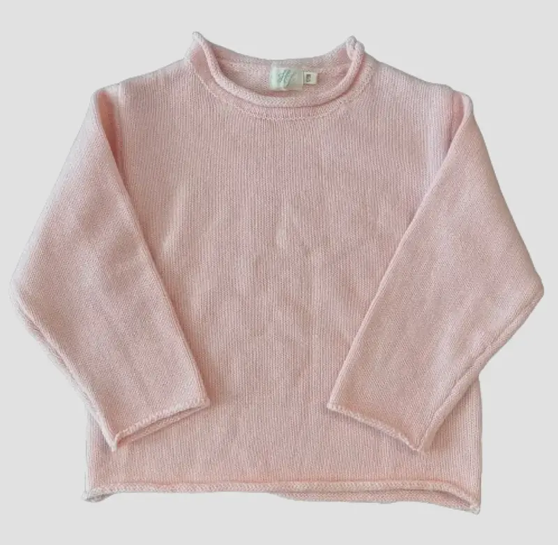 Soft Pink Roll-Neck Knit Sweater 1