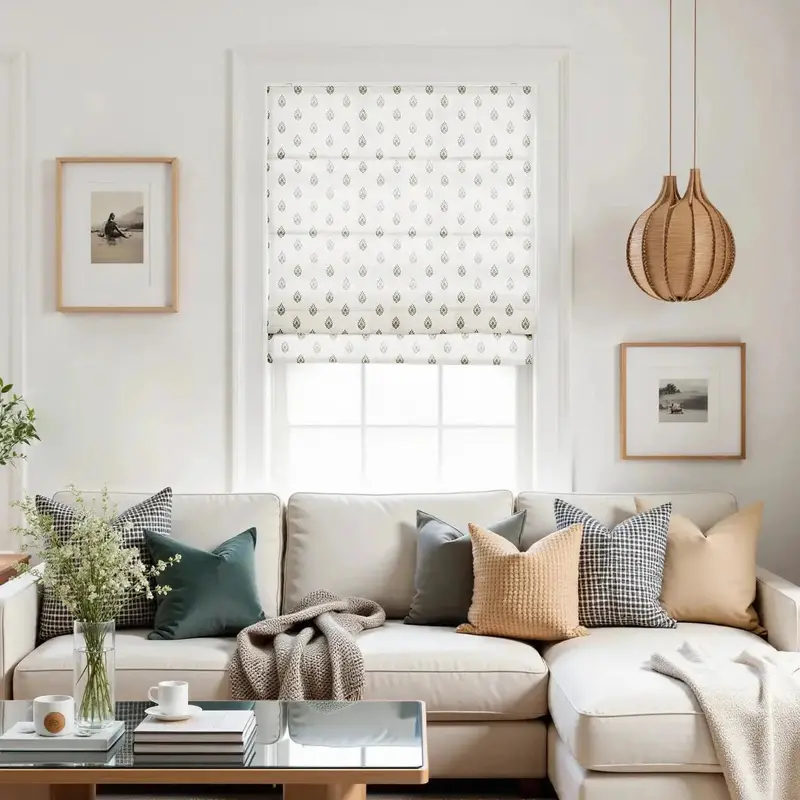Stefana Silber Printed Cordless Roman Shade 1