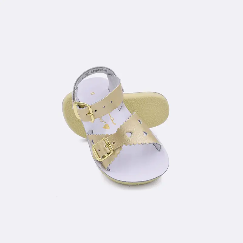Sun-San Sweetheart Gold Sandals – Metallic Finish Kids’ Sandals 1