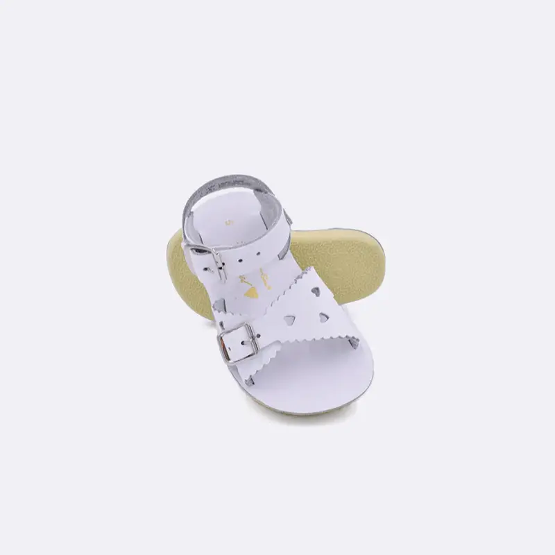 Sun-San Sweetheart White Sandals – Elegant Strap Detail 1