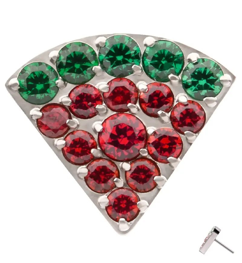 Sweet Watermelon–Inspired Red Cz Threadless Titanium Top 1