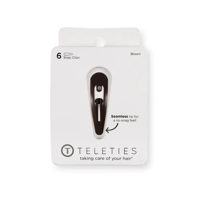 Teleties Brown Snap Hair Clips – Pack Of 6 Versatile Holders 1