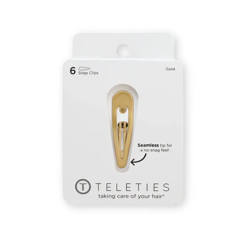 Teleties Gold Snap Hair Clips – Set Of 6 Shimmering Accessories 1