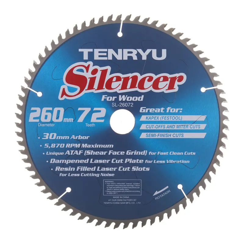 Tenryu Sl-26072 All-Purpose Silencer Blade – Compatible With Festool Kapex Miter Saws 1