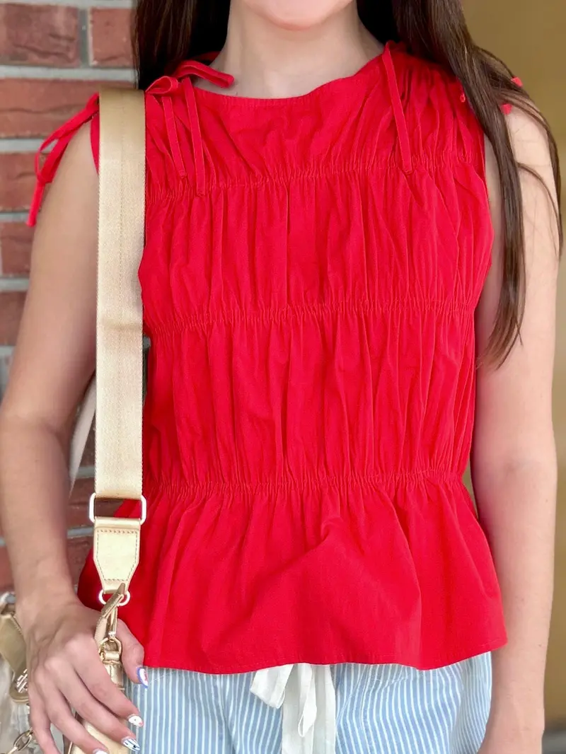 Tie The Game Red Sleeveless Athletic Top 1