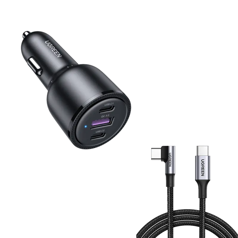 Ugreen 69W Dual-Port Usb-C Car Charger Kit 1