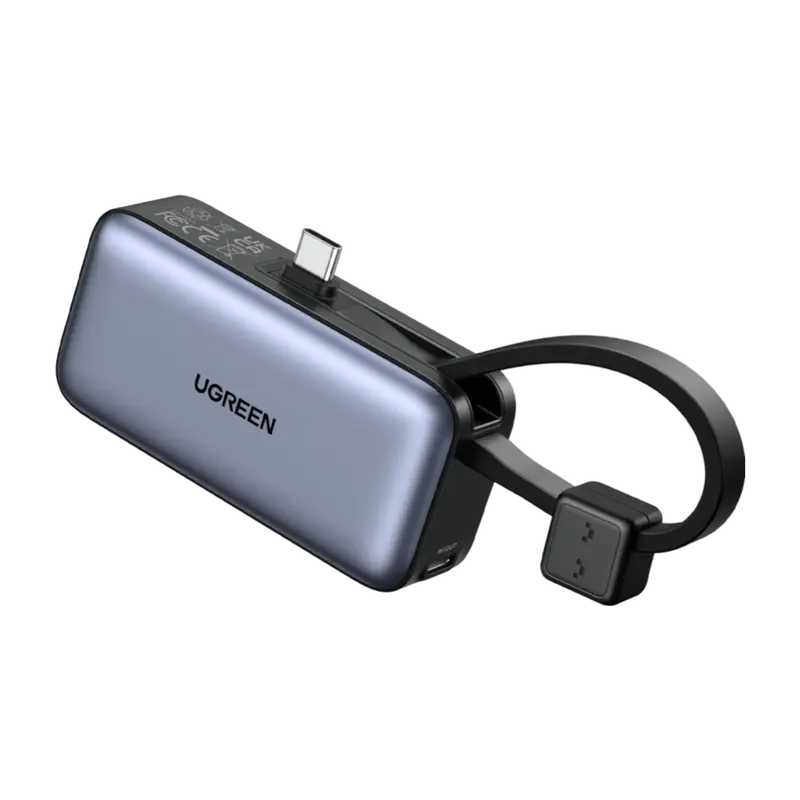 Ugreen Compact 5000Mah Portable Power Bank With Integrated Usb-C Cable And Real-Time Led Power Display 1