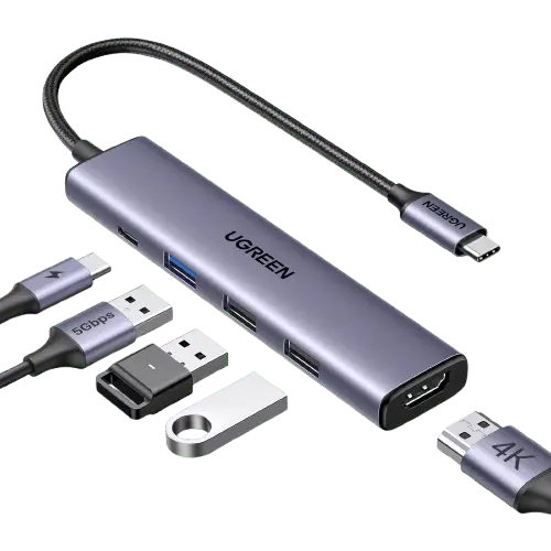 Ugreen Revodok 105 5-In-1 Usb-C Multiport Adapter – 4K Hdmi, Usb 3.0, Pd Charging & More 1
