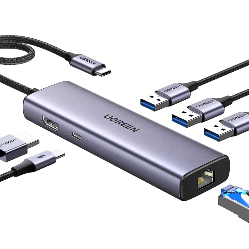 Ugreen Revodok 6-In-1 Usb-C Hub – Gigabit Ethernet, 4K Hdmi, Usb 3.0 & Sd Card Slot 1