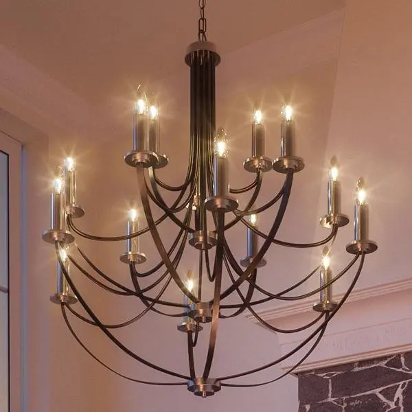 Uql2013 Marseille Collection Xl Mid-Century Modern Chandelier – 43"H × 41"W, Black Silk 1