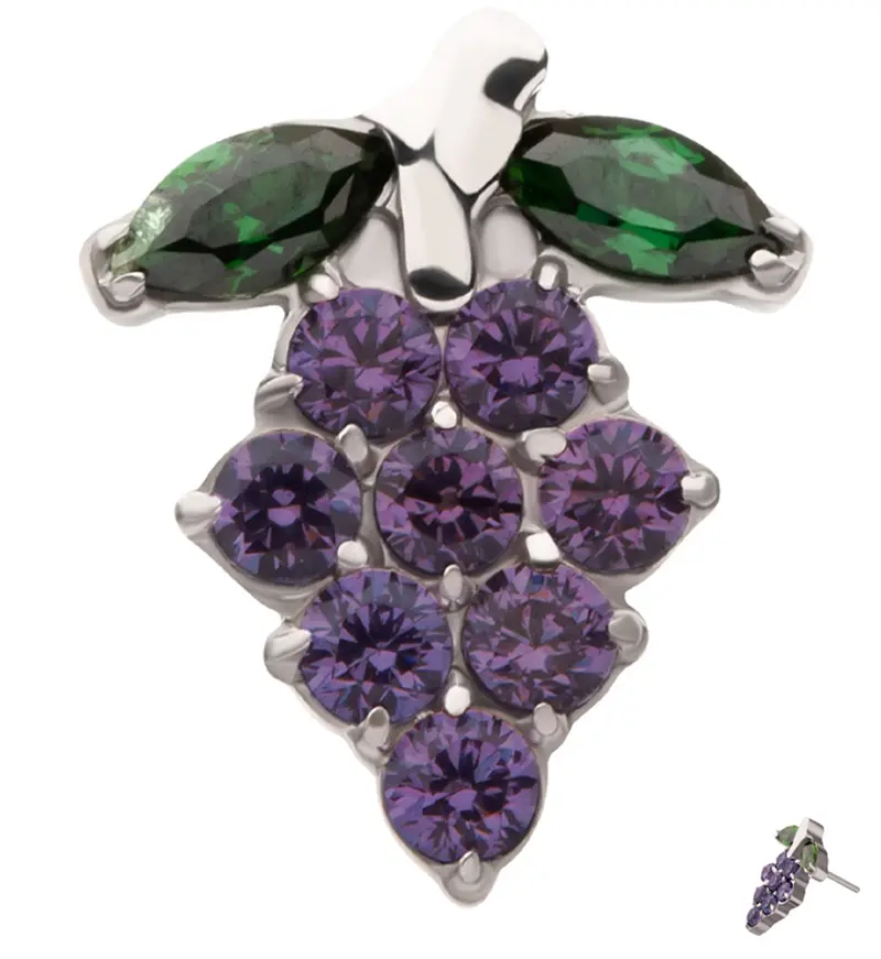 Valiant Grape–Style Amethyst Cz Threadless Titanium Top 1
