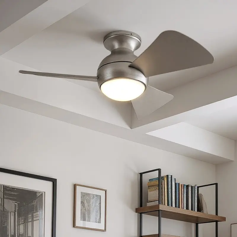 Vionne Brushed Nickel 34" Indoor/Outdoor Ceiling Fan – Compact Dual-Use Design 1