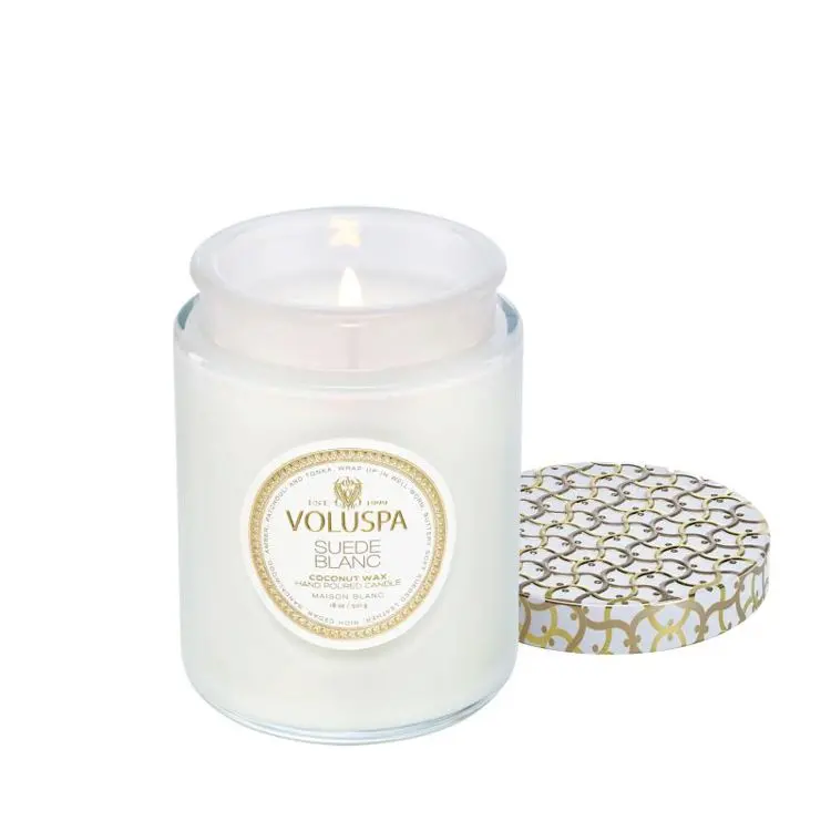 Voluspa Suede Blanc Scented Candle – Large Jar 1