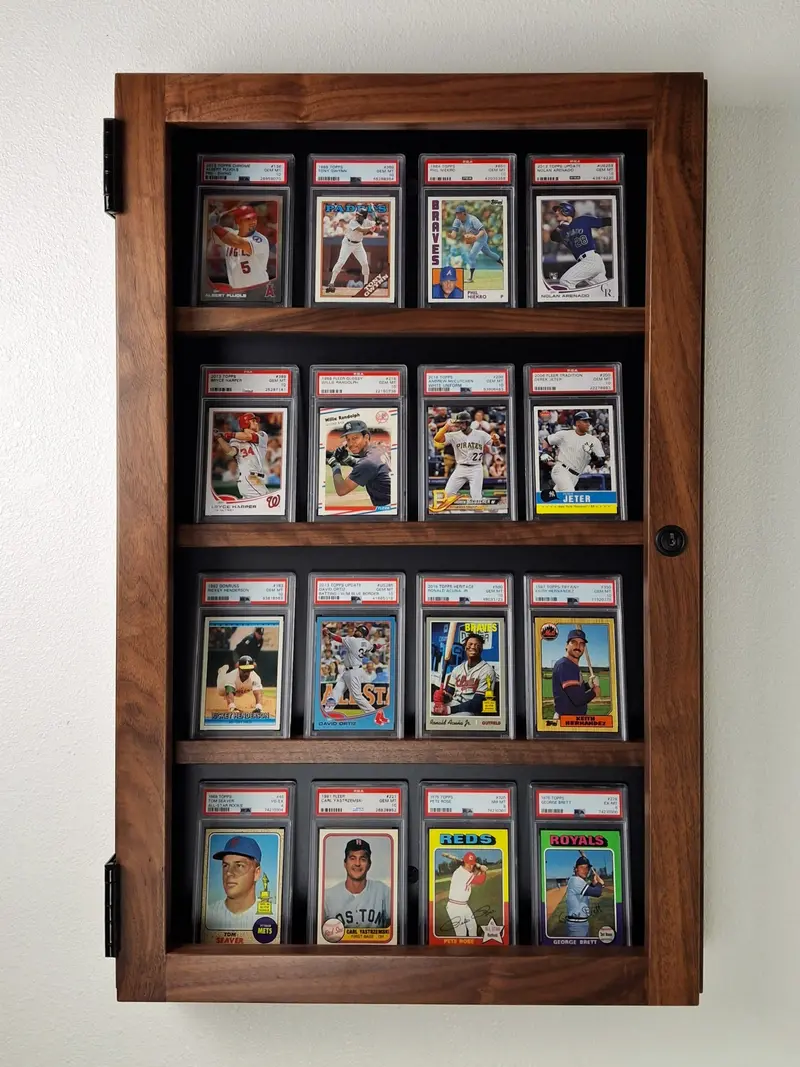 Walnut Or Black Lacquered Oak Card Display Cabinet 1