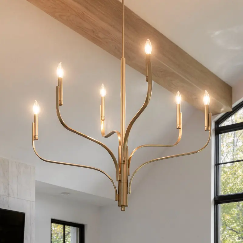 Westmere Collection Champagne Bronze Modern Chandelier – 33"H X 36.25"W Indoor Light 1