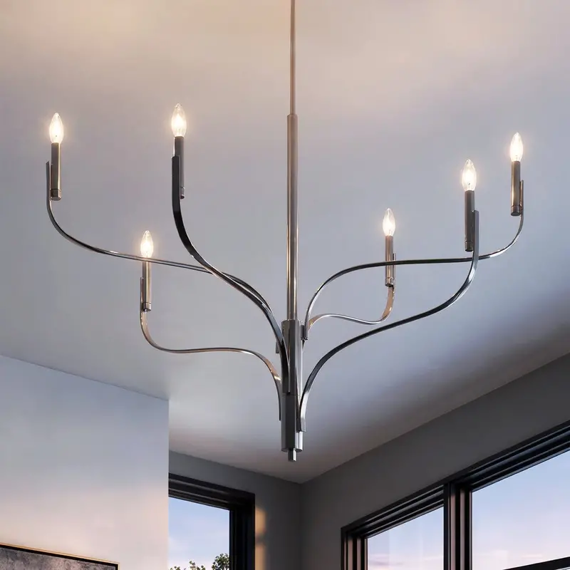 Westmere Polished Nickel Modern Chandelier – 35.25"H X 47.25"W Statement Ceiling Light 1