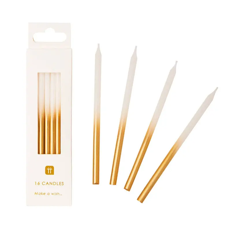White And Gold Metallic Birthday Candles – Classic Celebration Set 1