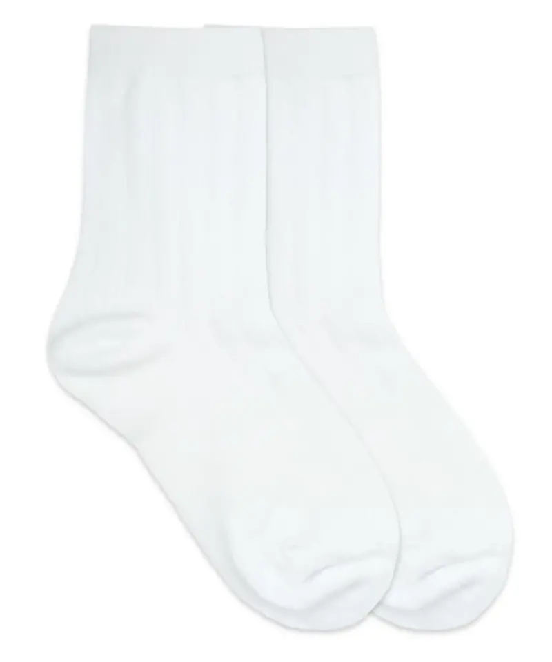 White Cotton Ribbed Crew Socks – Single Pair 1