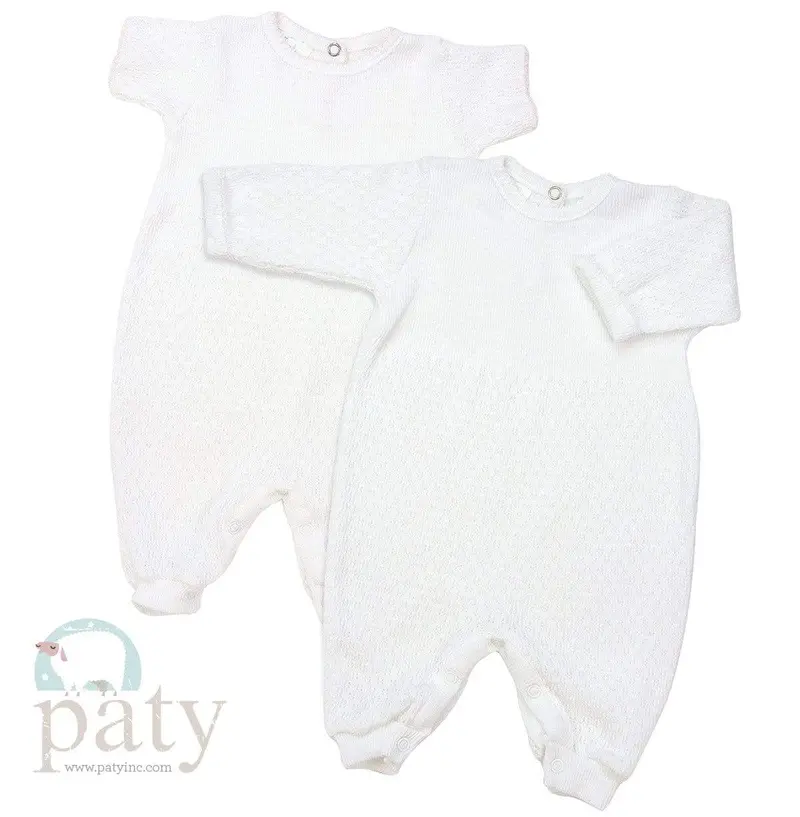 White Long-Sleeve Knit Romper 1