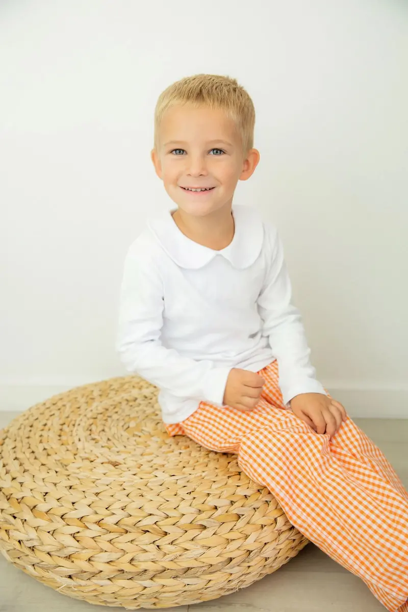 White Long-Sleeve Peter Pan Collar Blouse 1