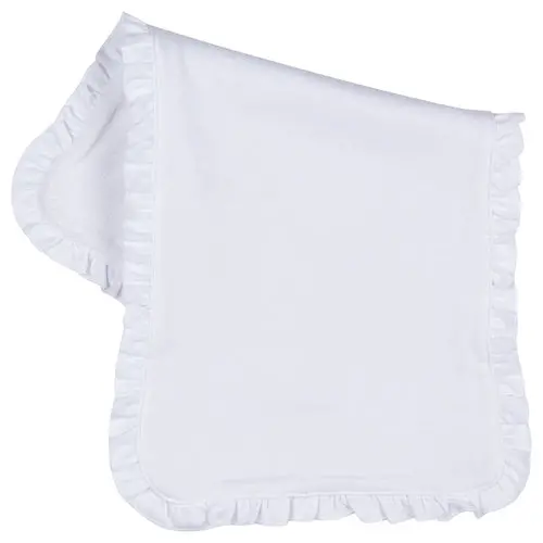 White Ruffle Trim Burp Cloth – Elegant Baby Accessory 1
