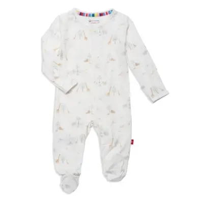 White Serene Safari Modal Footed Pajama Set 1