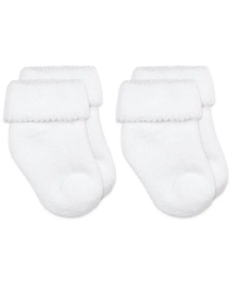 White Terry Cloth Turn-Cuff Bootie Socks 1