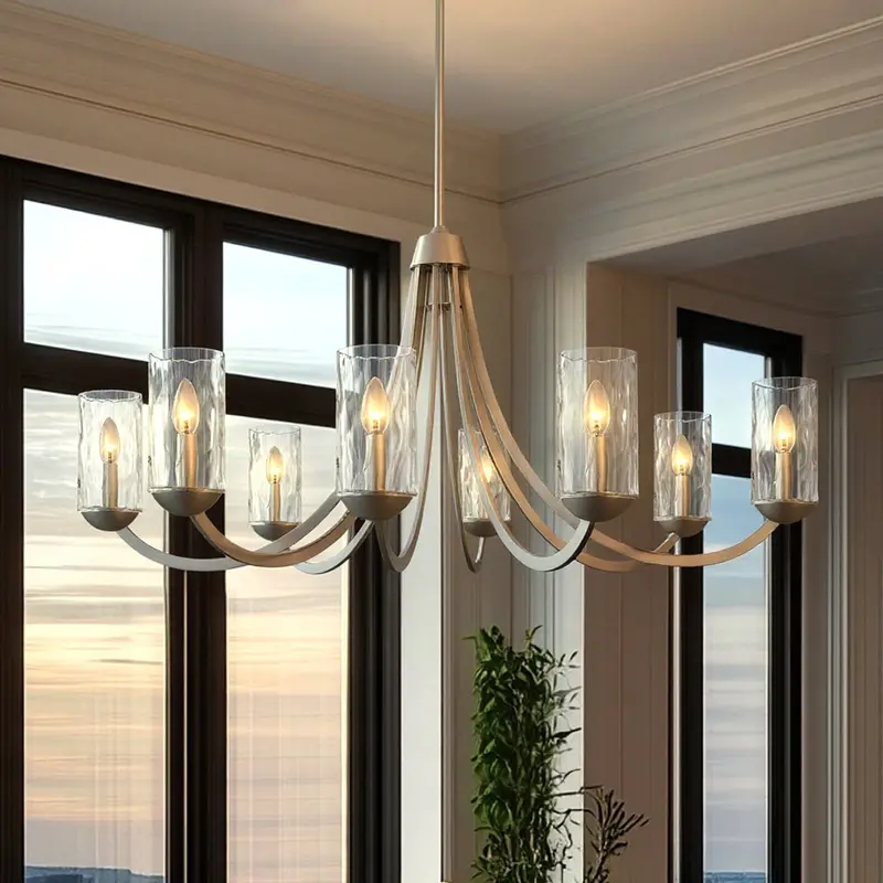 Xl Traditional Brushed Nickel Chandelier – Shoreline Collection, 45" Wide Elegant Fixture 1
