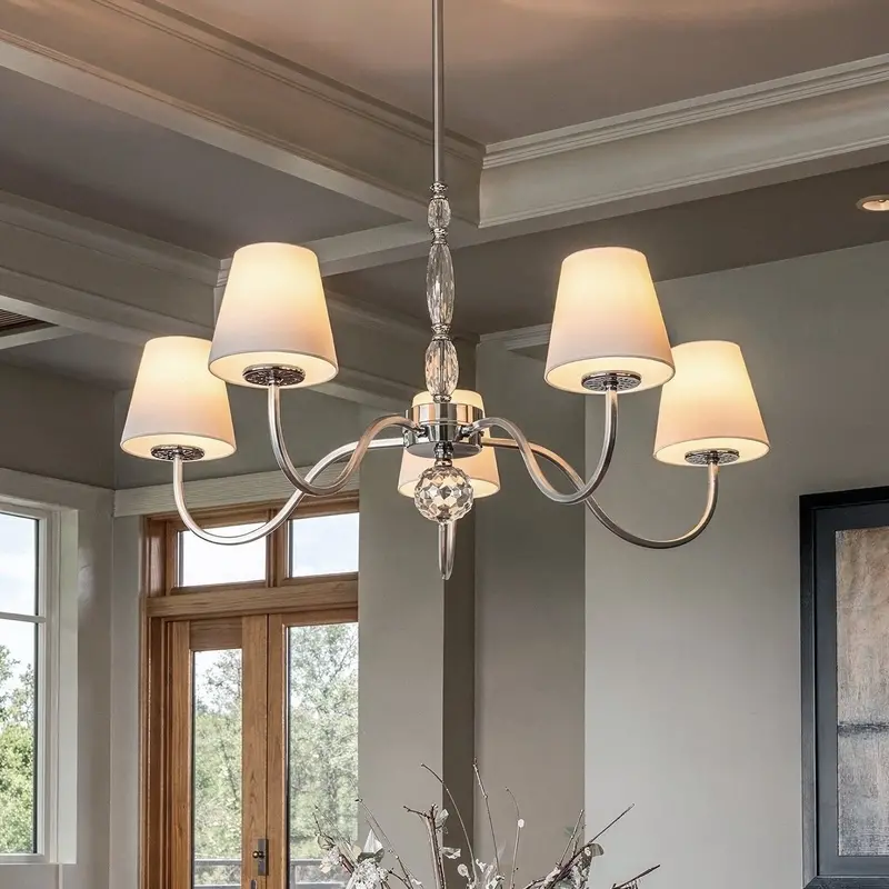 Yarwell Polished Chrome Chandelier – 35-Inch Round Transitional Ceiling Fixture 1