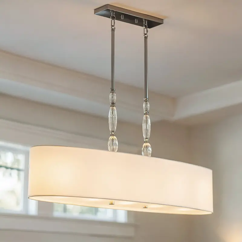 Yarwell Polished Chrome Chandelier – 42-Inch Wide Transitional Dining Light 1