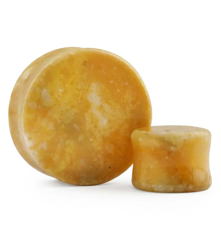 Yellow Burmese Stone Ear Stretching Plugs 1