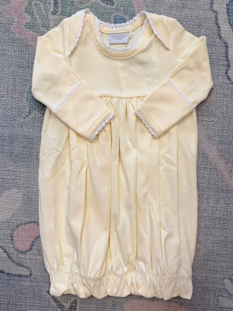 Yellow Lap-Shoulder Gown With White Contrast Trim 1