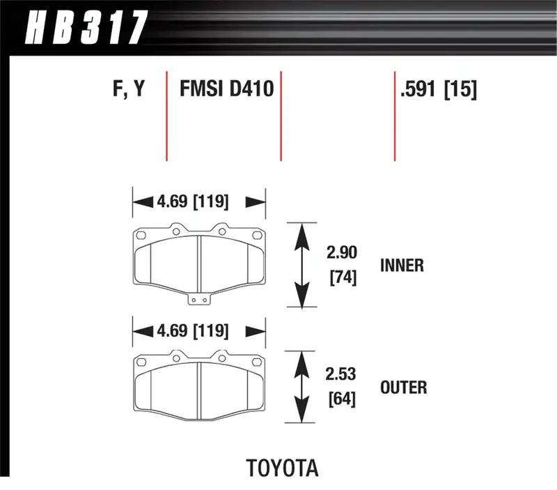 Hawk Performance Hb317Y.591 Street Ceramic Brake Pads – Front Axle Application 1