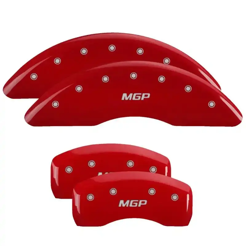 Mgp Engraved Caliper Covers – Red Finish With Silver Chrome Accents For Front & Rear Jeep Axles 1